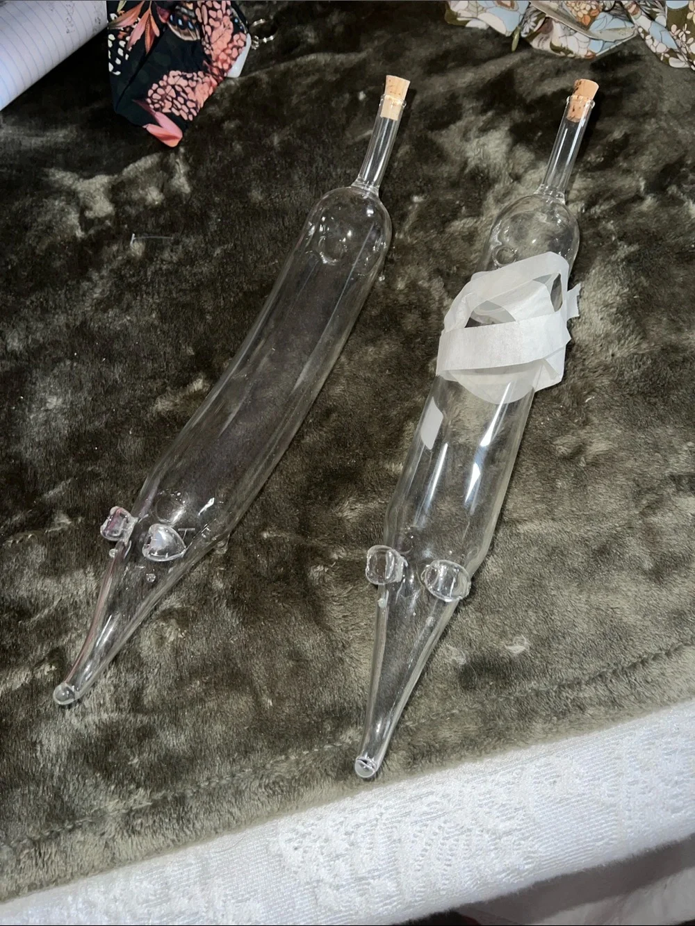 Hand Blown Glass Dachshund Oil & Vinegar Cruet Set | Wiener Dog Kitchen Decor